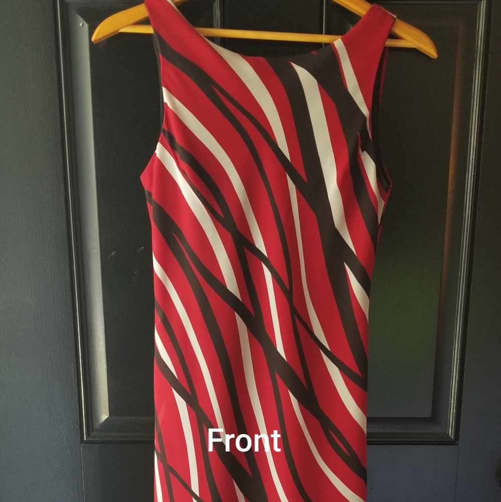Red, Black and gray sleeveless dress